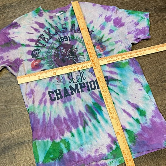 Vintage Texas AM 1991 SWC Football Champions T Shirt Tie Dye XL - Picture 7 of 7